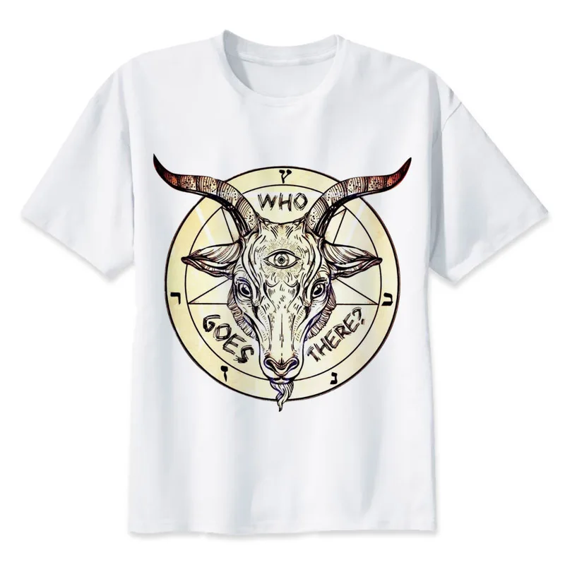 Мужская футболка с круглым вырезом коротким рукавом и принтом Сатаны|sleeve men|t shirt
