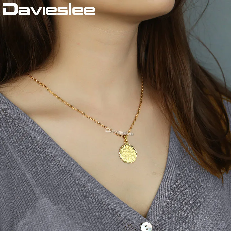 Женская подвеска Davieslee ожерелье в виде монеты с рисунком китайского дракона