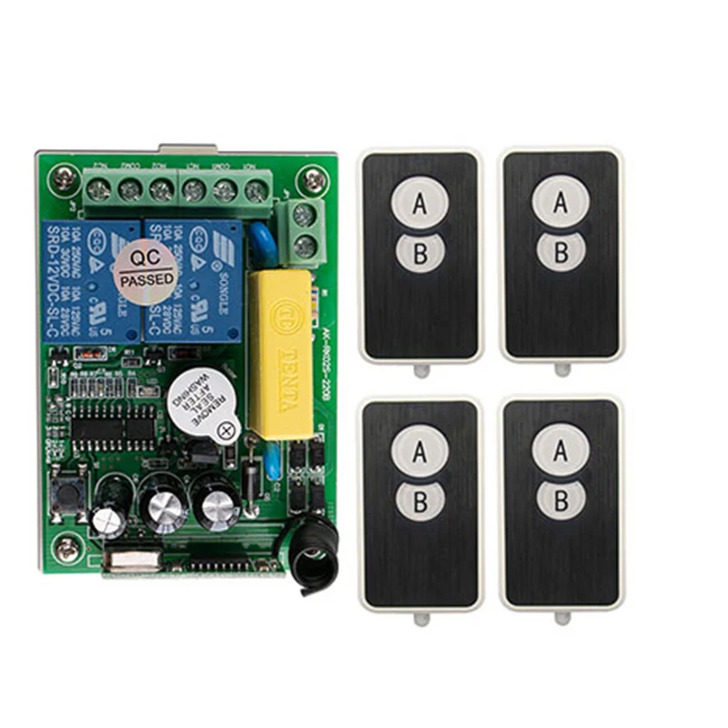 

AC 220 V 2 Channel 2CH 10A Radio Controller RF Wireless Relay Remote Control Switch 315 MHZ 433 MHZ Transmitter +Receiver