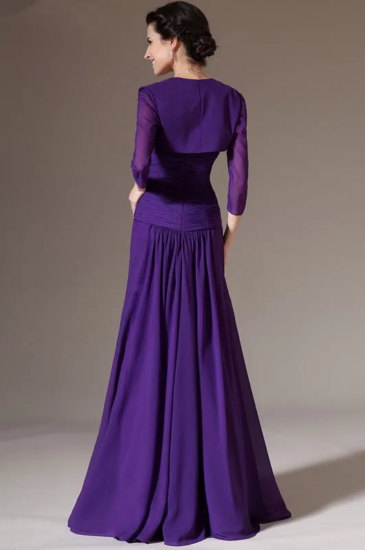New-Mother-of-the-Bride-Dress-Strapless-A-line-2-Pieces-Purple-Chiffon-Formal-Evening-Gowns