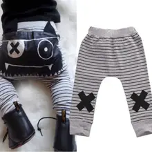Модные Полосатые Штаны для маленьких мальчиков и девочек Симпатичные детские плавки Монстр штаны, шаровары, леггинсы Одежда для малышей