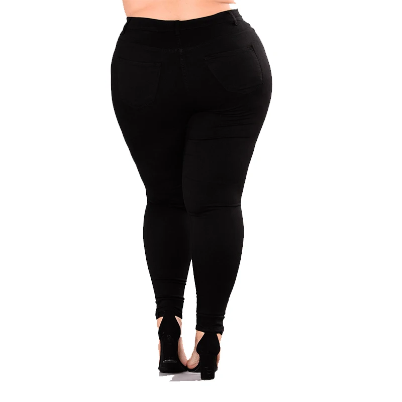 Women Skinny Jeans Big Size Black Blue Stretch Ripped Denim Trousers Distressed Hole Pencil Female Long Elastic Denim Pants 4XL Women Skinny Jeans Big Size Black Blue Stretch Ripped Denim Trousers Distressed Hole Pencil Female Long Elastic Denim Pants 4XL