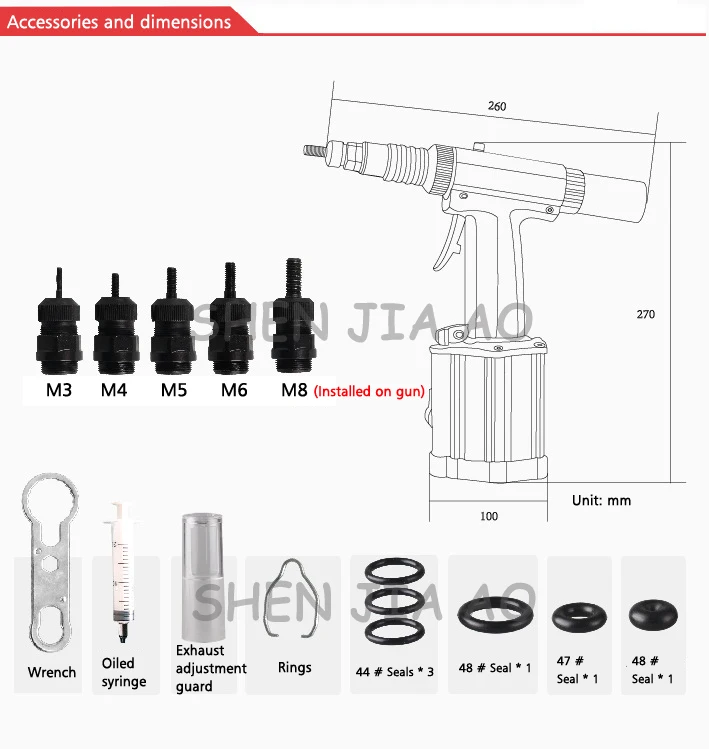 Пневматический клепальный молоток автоматический Потяните заклепки пистолет клепальчики применимы к M3-M8 заклепки гайка M2308