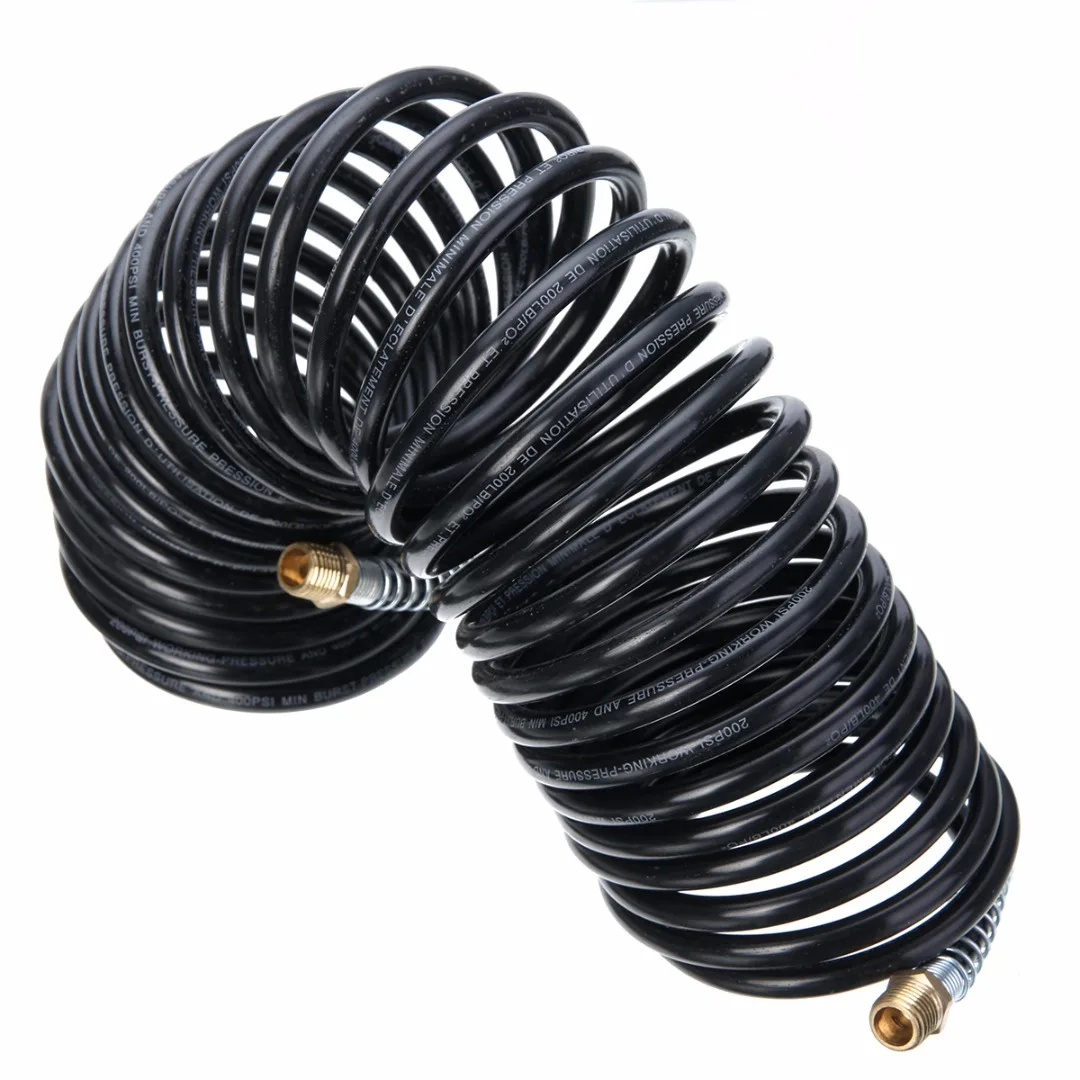 

Durable 7mm Mayitr Air Compressor Recoil Hose Line Spring Tube Coil Tools 25FT 1/4"NPT Compressor Air Tool New