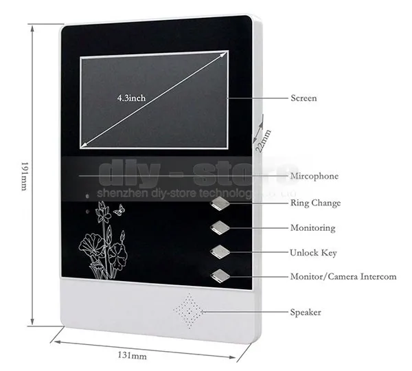 Diysecur 4.3 дюймов indoor Мониторы + 600 700tvline HD Камера ИК Ночное видение видео-телефон двери Видеодомофоны 1V4
