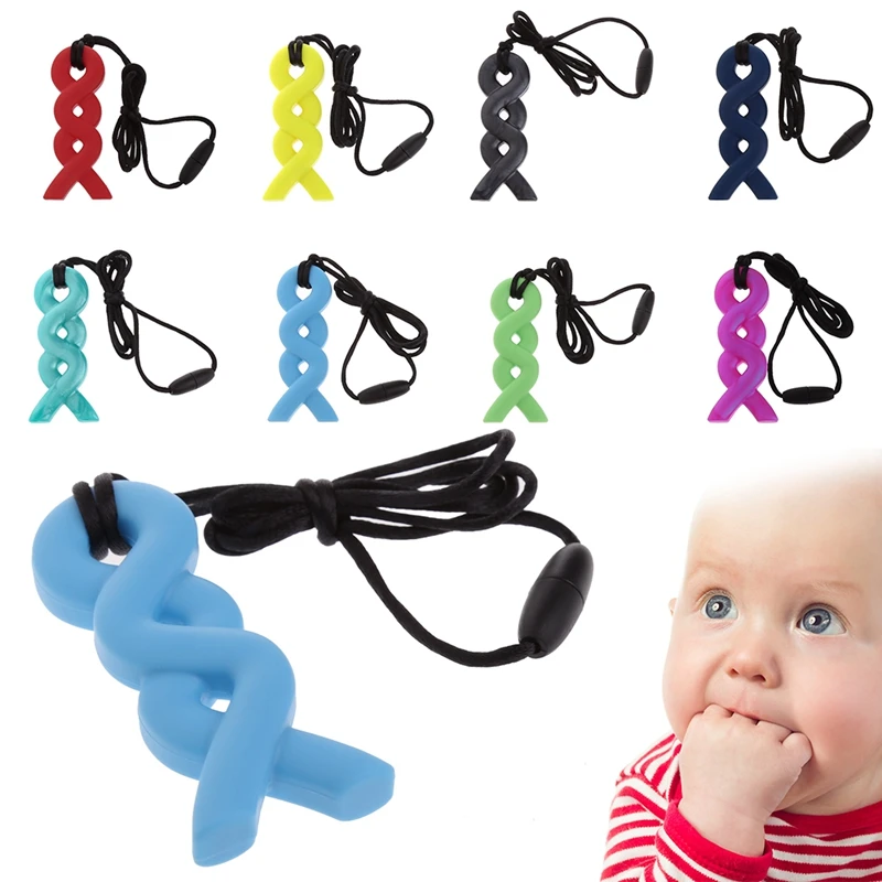 Safety Baby Kids Teething Silicone Teether Pacifier Twist Pendant Chew Toy Gifts