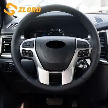 

Zlord ABS Chrome Car Steering Wheel Decoration Cover Trim Stickers for Ford Everest Explorer Endeavour 2015 - 2018 Cars