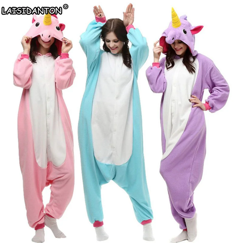 Новый 2017 Единорог Onesie Розовый Голубой пижаме Комбинезоны для женщин малышек