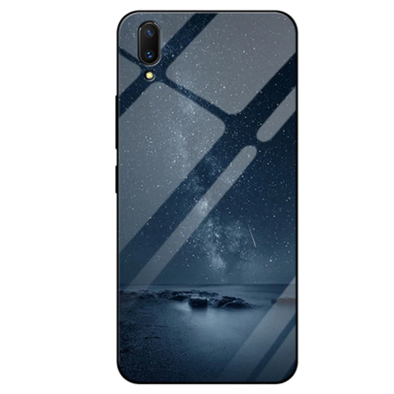 6,4" Coque для vivo V11pro чехол звездное небо закаленное стекло+ края из ТПУ Жесткий Чехол для vivo V11 pro Чехол vivo V11 pro