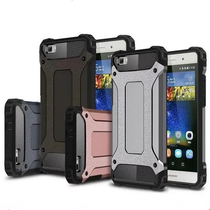 Hybrid Durable Armor Case For Huawei P8 P9 Lite Plus Mate8 Honor 5C V8 Silicone + PC Shockproof Hard Rugged Cases Cover Back