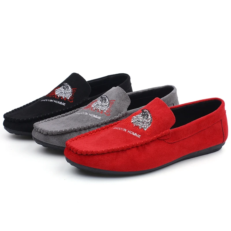 

Men Casual Shoes Slip on red Men loafers Driving Shoes Lazy shoes Walking Footwear hard wearing Flats Soft leather Breathable
