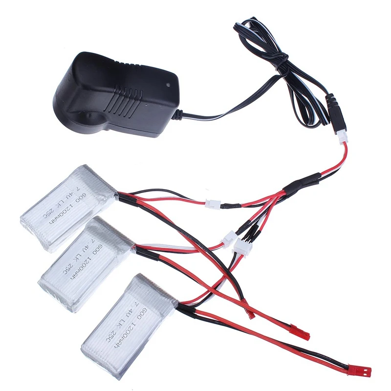 Wltoys 3 x 1200mAh 25C Battery Charging Set 7.4V Charger With Charging