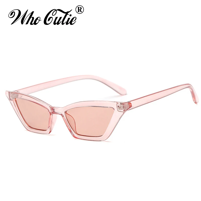 

WHO CUTIE 2018 Small Red Cat Eye Sunglasses Women Brand Retro Vintage Narrow Rectangular Cateye Frame 90S Sun Glasses Shades 576