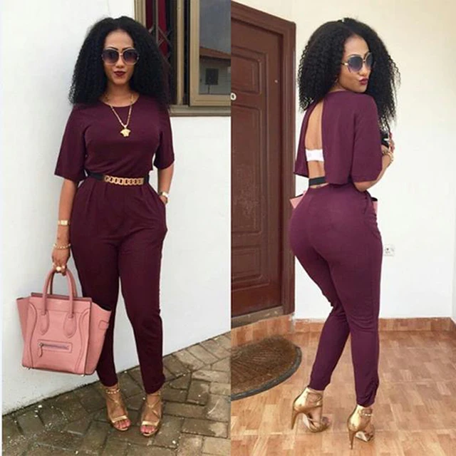 Aliexpress.com : Buy Women's Jumpsuit Cut Out Back Sexy Leisure Wear ...