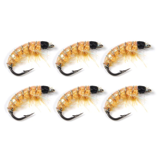 Bimoo 6 шт.#6 рыболовные крючки в виде мухи для ловли форели Scud Shrimps Scud Cezch Fly Fishing Fly Nymphs несколько цветов - Цвет: Orange