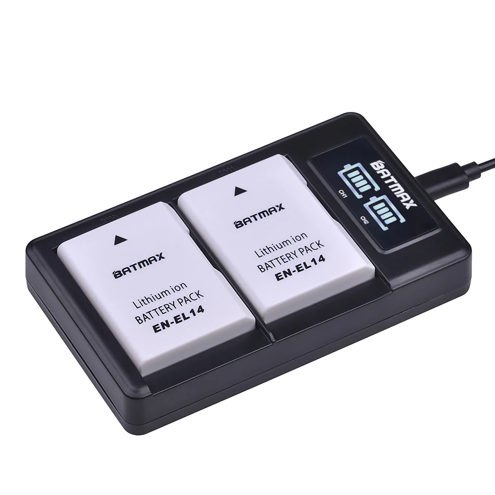 1 шт. 1200 мАч EN EL14A EL14 батарея + ультра тонкий LED USB двойное зарядное устройство для