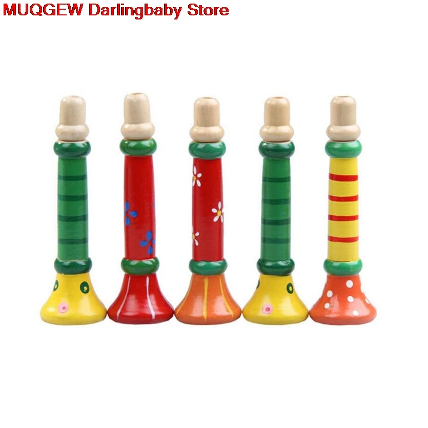 Colorful Wooden Trumpet Buglet Hooter Bugle Educational Funny Gadgets