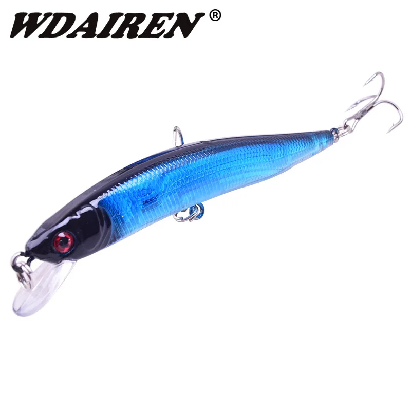 

1Pcs Wobblers Fishing lure Minnow Artificial Transparent Bait 5 colors 6# Treble Hooks Topwater Floating Fishing tackle WD-420