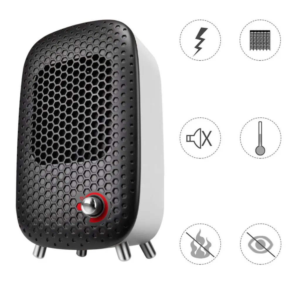 

Mini Electric Heaters Personal Ceramic Space Heater Electric Winter Desktop Warmer Fan Stepless knob EU Plug For Home Office