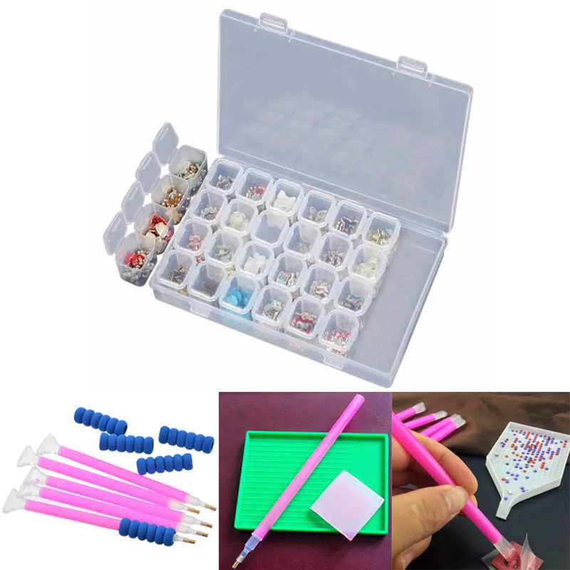 

Hoomall 28 Lattices Diamond Embroidery Box Diamond Painting Accessories Case clear plastic Beads Display Storage Boxes Holder