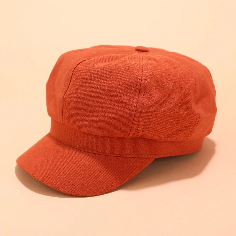 Orange Модные зимние и осенние дамские шапки, женские шапки, Вельветовая Кепка, Европейская и американская Ретро Плоская верхняя Повседневная восьмиугольная кепка Z51 - Цвет: Orange