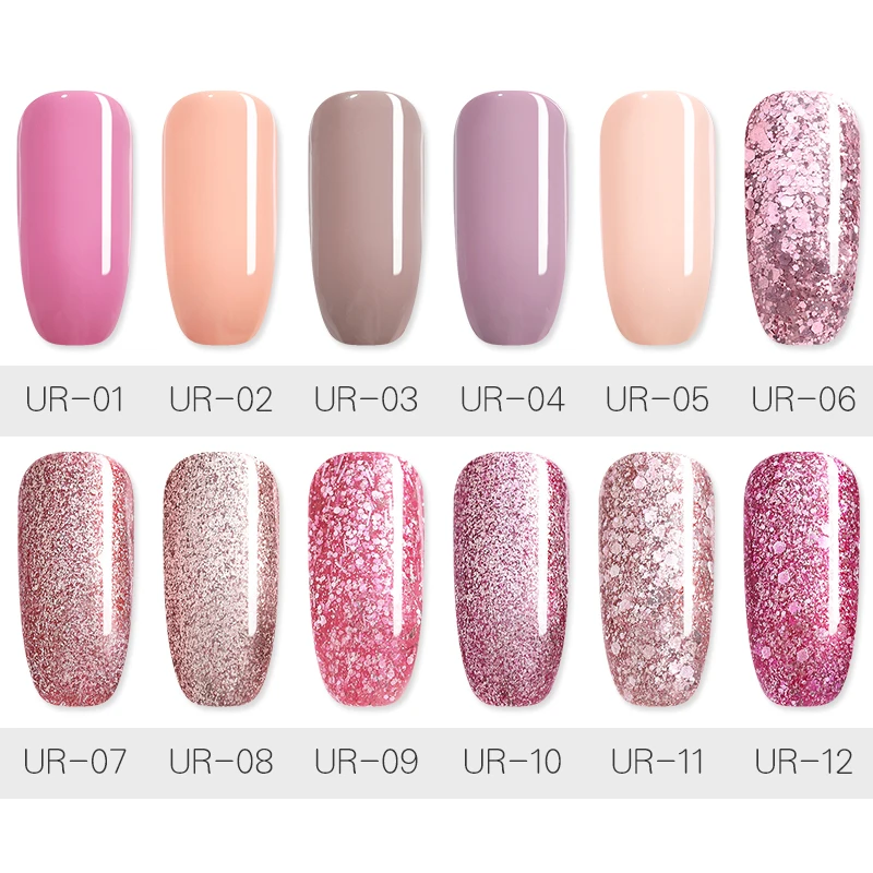 اور السكر 7.5 مللي روز الذهب هلام مسمار البولندية مسحوق لامع وردي الترتر نقع معطلة الأشعة فوق البنفسجية LED جل ورنيش طويلة الأمد مسمار الفن ماني...