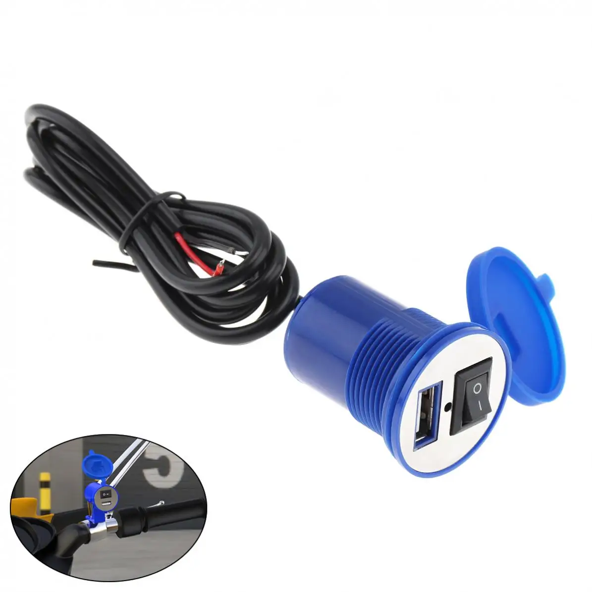 

12V 2.1A Waterproof USB Nozzle Universal USB Vehicle Charger Mobile Phone Charger for Cross-cycling Scooter