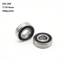 500 stks/partij 623RS 623-2RS 623 RS 2RS Miniatuur mini kogellagers 3*10*4mm Groefkogellagers lager 3x10x4mm