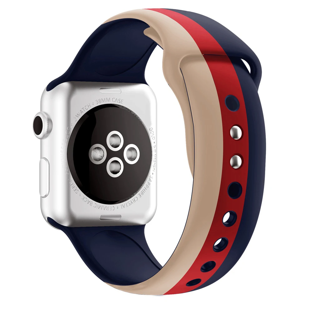 Ремешок для Apple Watch 4, 5, ремешок 44 мм, 40 мм, iWatch 5, 4, 3, 2, 1, ремешок 42 мм, 38 мм, спортивный силиконовый ремешок, браслет, Ремешки для наручных часов