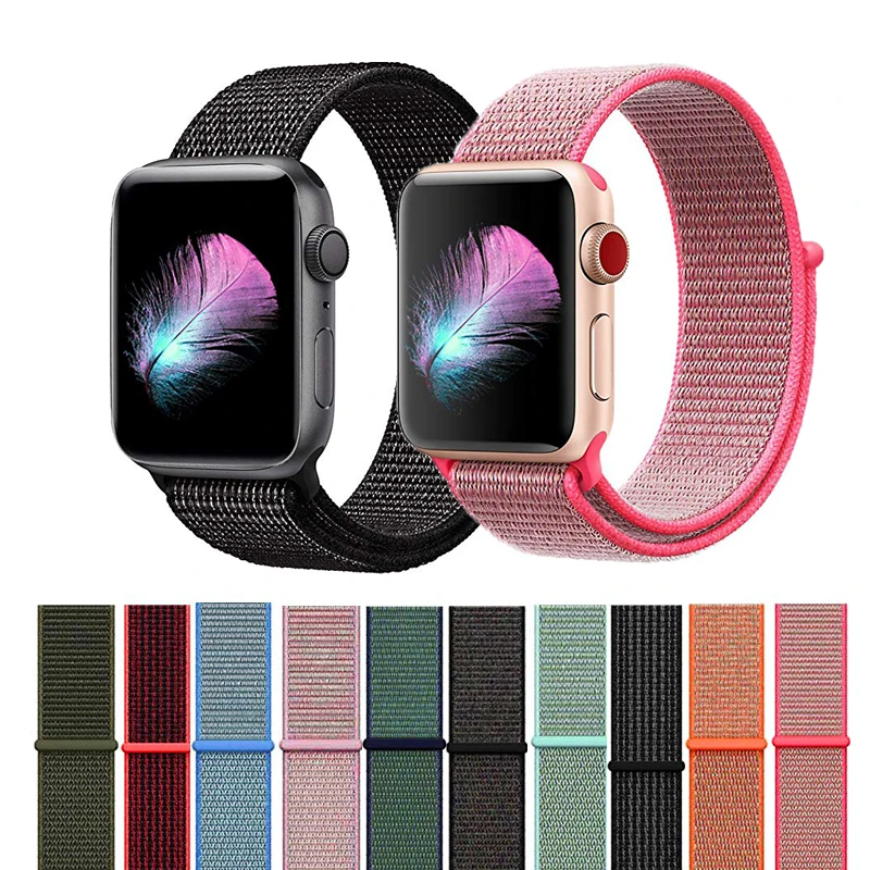 Спортивный дышащий мягкий нейлоновый ремешок для часов Apple Watch band 4 4/40 мм