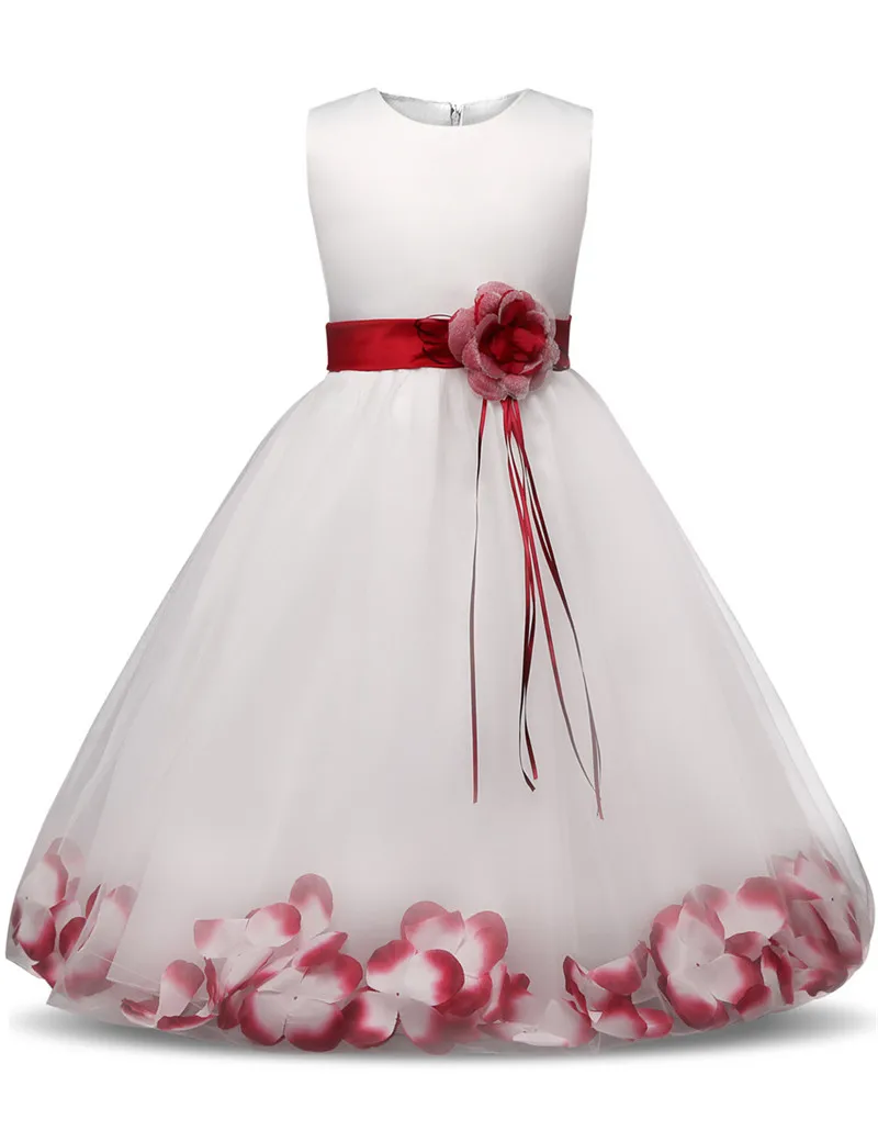 little girl skirt dress Flower Girl Baby Wedding Dress Fairy Petals Children's Clothing Girl Party Dress Kids Clothes Fancy Teenage Girl Gown 4 6 8 10T baby dresses cheap
