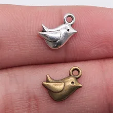 WYSIWYG 10 шт. 11x8 мм крошечная Птица Шарм Милая птица подвеска для изготовления ювелирных изделий старинная Серебряная птица подвеска