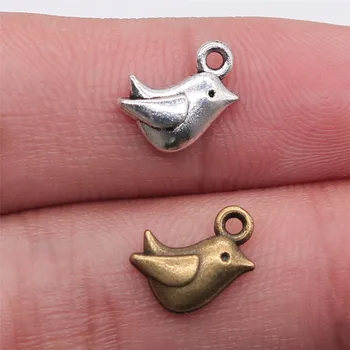 

WYSIWYG 15pcs 11x8mm Tiny Bird Charm Cute Bird Charms For Jewelry Making Antique Silver Color Bird Charms
