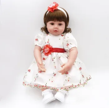 

New Arrival Realistic Reborn Baby Doll long Hair bebe princess reborn Soft Silicone 22inch Lifelike Newborn Doll Girl XMAS Gift