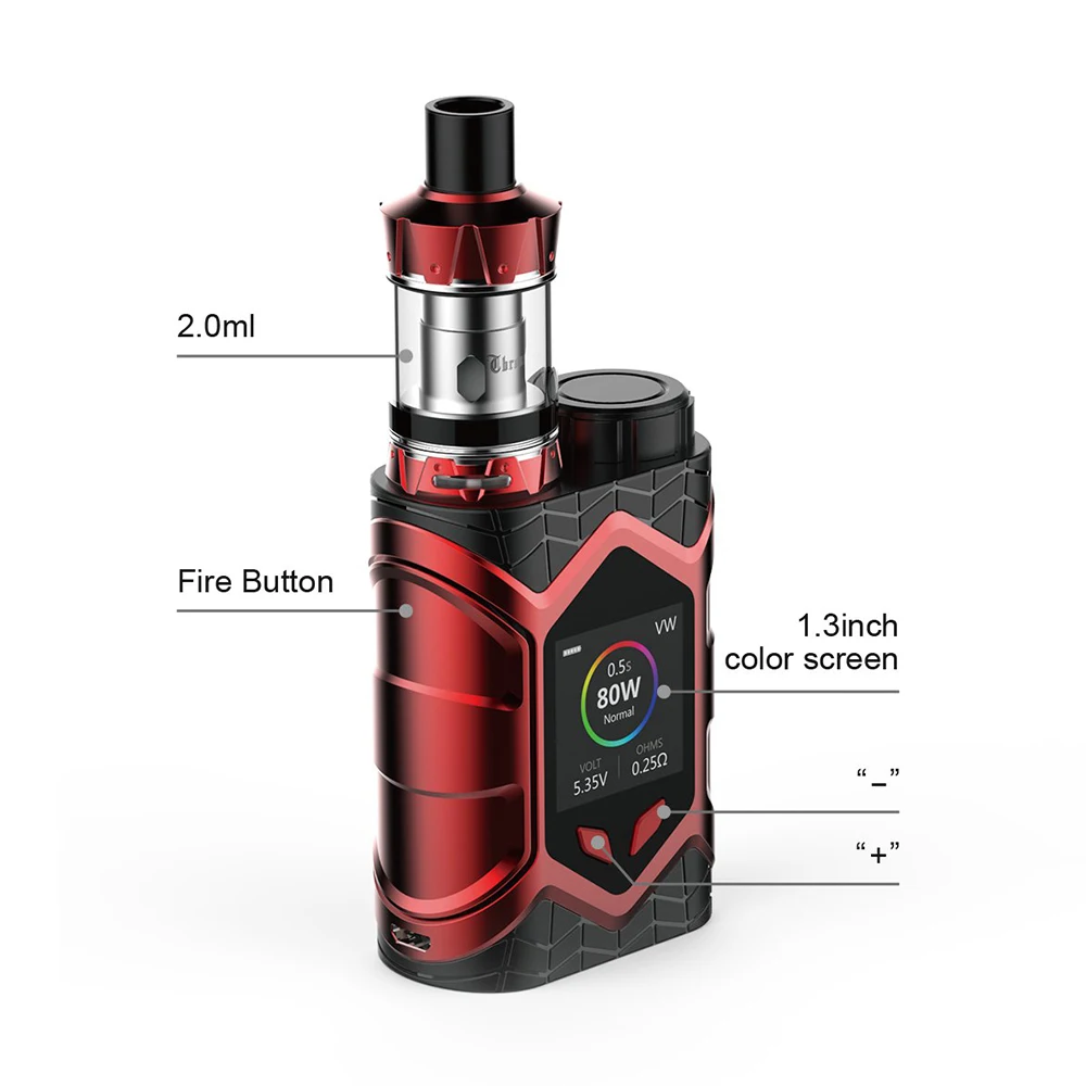 Clearence Оригинал Vaptio Wall Crawler 80 Вт TC Kit Wi/2 мл Throne Tank и 1 3 дюймовый цветной TFT дисплей