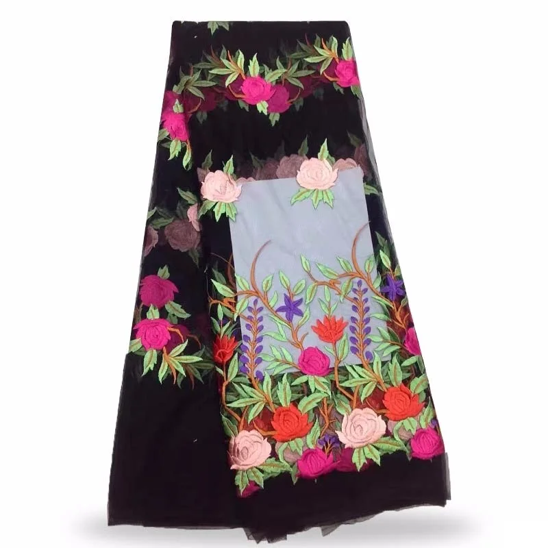 

Unique design Nigerian lace fabrics 2018 African french net lace fabric embroidered the roses tulle mesh lace