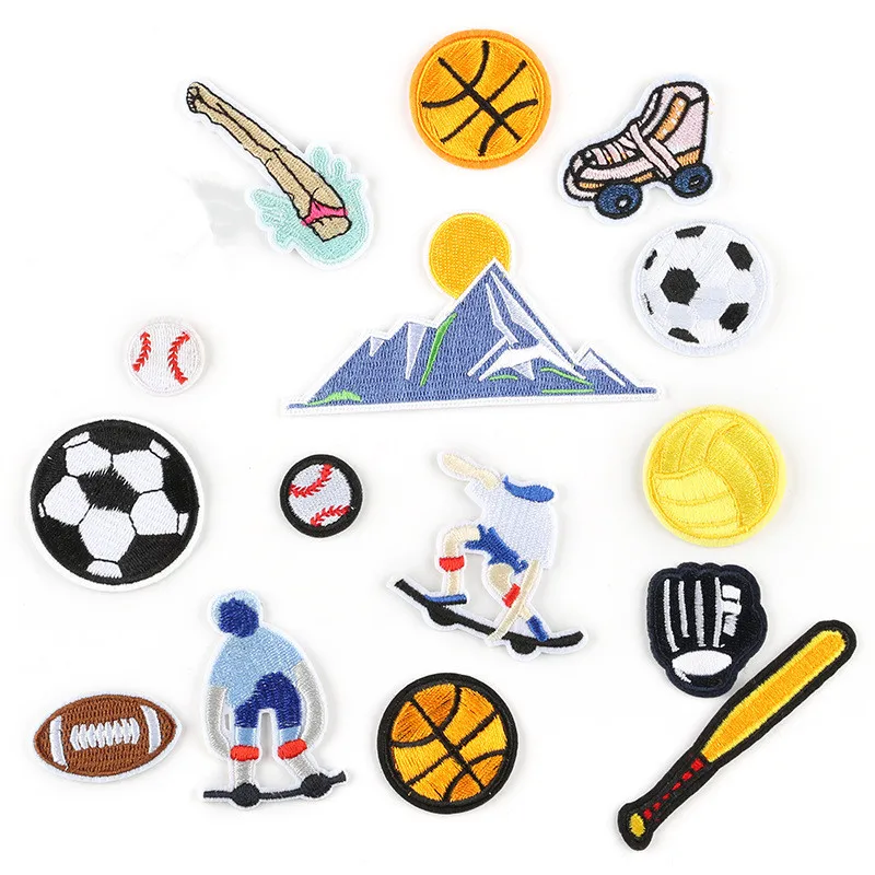 

Skateboard Sport Iron on Patches for Clothing jeans Baseball Stickers Stripes Appliques on boys kids Clothes Embroidery Badges