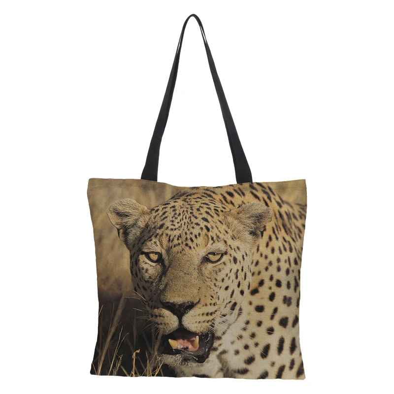 Краудейская двухсторонняя льняная женская сумка с принтом льва, большая сумка для покупок, сумка-тоут, сумка для дам, Льняная сумка