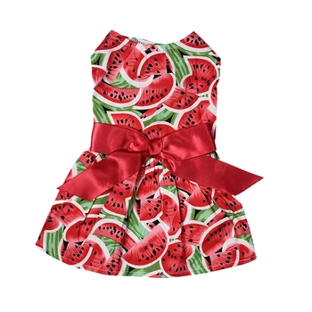 

New Summer Pet Dog Dresses Polyester Watermelon Patterns Pet Princess Dress Dogs Skirt Cute Pet Clothes with Bowknot XS/S/M/L