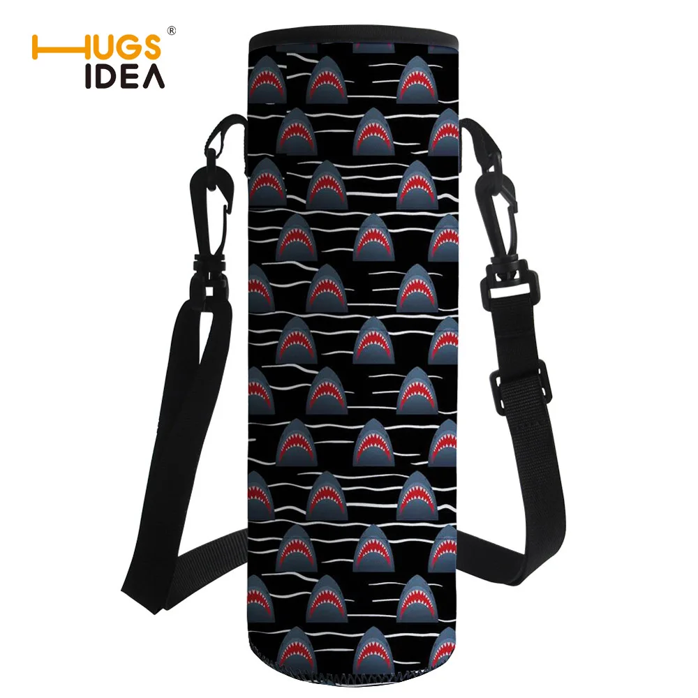 

HUGSIDEA Useful Portable Water Bottle Sleeve Shark Printed Drink Bottle Carrying Pouch Bag with Handle Sport Water Bottle Cover