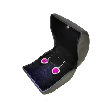 

20pcs Superior Jewelry Display Case Curve Design Black PU LED Lighted Jewelry Earring Gift Box Case wa3933