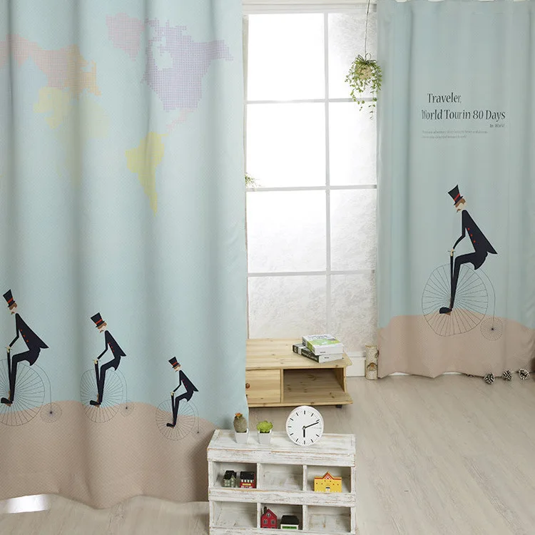 The new Korean full blackout curtains gentleman rider blackout curtains