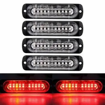

4x Truck Side Marker Light Car Truck LED Front Strobe Light Strobe Light Red Universal 18w