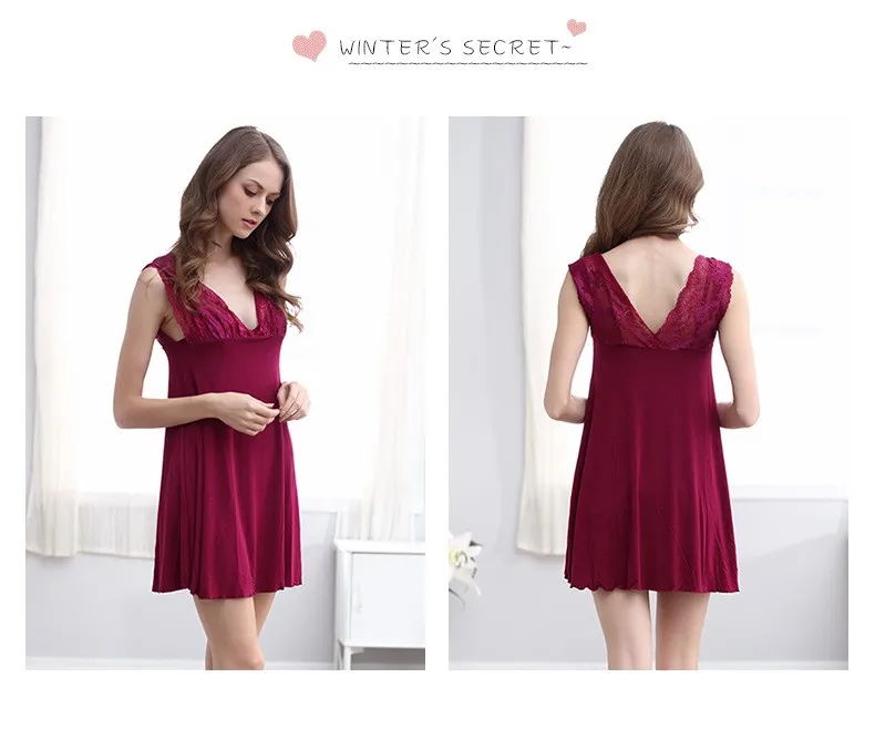 2017 Summer Lace Pajamas Lounge Women Modal Sexy V