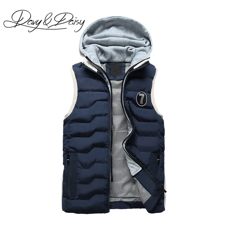 

DAVYDAISY New Autumn Winter Men Warm Vest Hooded Tank Tops Cool Casual Solid 4 Colors Brand Clothing Outside Sleeveless VE009