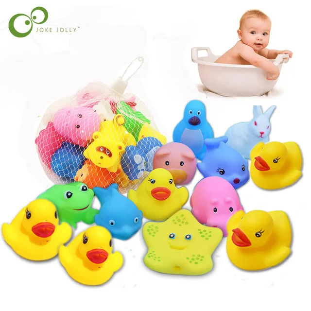 13 Pcs Lovely Mixed Animals Swimming Water Toys Colorful Soft Rubber