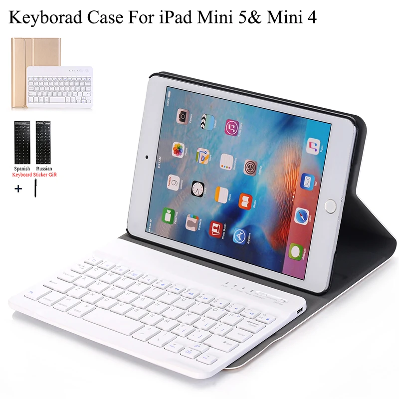 Беспроводная Bluetooth клавиатура чехол для iPad Mini 5 2019 и 4 Ультра Тонкий флип кожаный