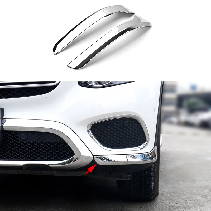 2x Chrome Front Bumper Protector Trim Cover For Mercedes Benz GLC Class