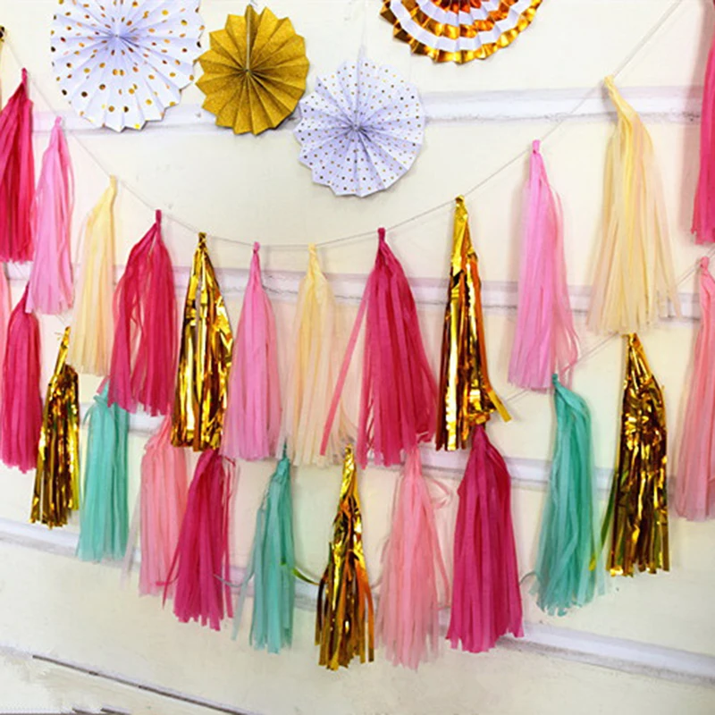 1 Set Mix Color Tissue Paper Tassel Garland DIY Wedding Decoration
