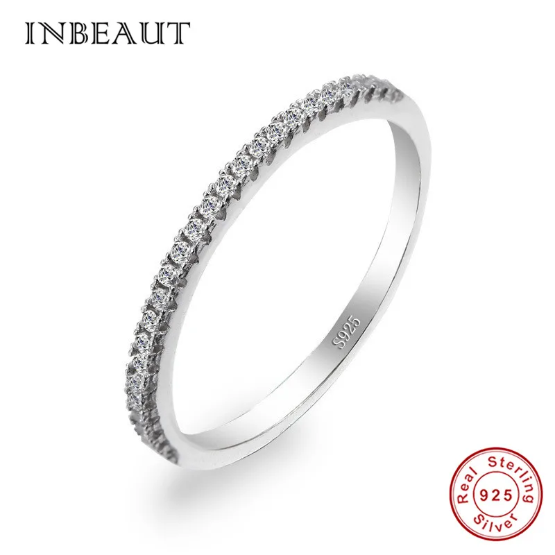

2019 New Arrival Cute Micro CZ Cocktail Ring 925 Sterling Silver White Cubic Zirconia Paved Simple Wedding Rings for Women Gift